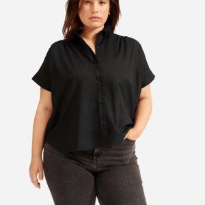 NWT Everlane Square Air Black Short Sleeve Button Down